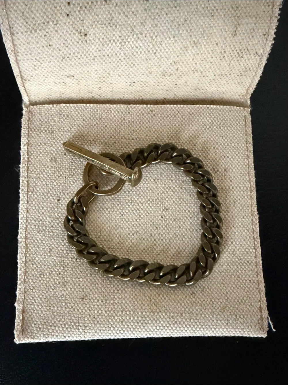 Giles & Brother Men's Railroad Spike Toggle Chain Bracelet in Antique Gold OS
